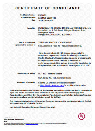 certificate of compliance